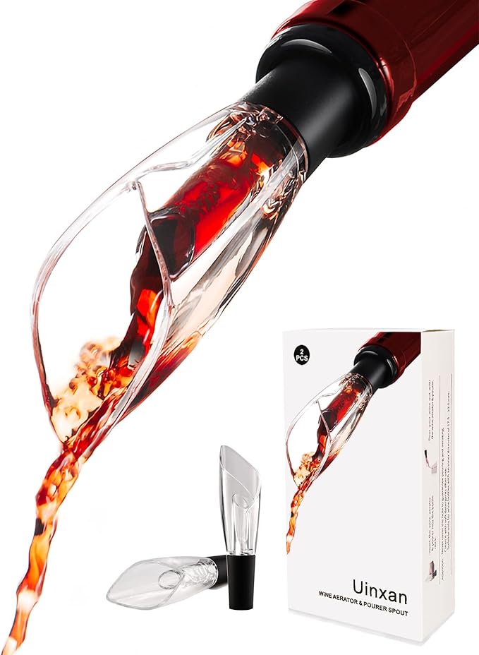 2-Pack Wine Aerator & Pourer - Improves Taste & Aroma, Premium Aerating Pourer & Decanter Spout, No Drip, Gifts for Wine Lovers