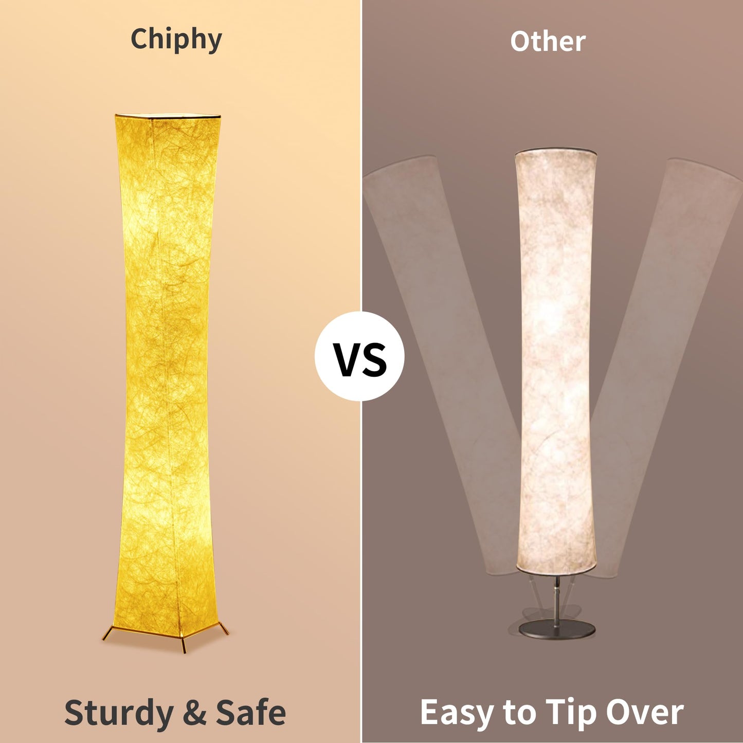 Chiphy Dimmable Floor Lamp, 52 Tall, Alloy Steel, 3-Level Brightness, White Fabric Shade, Model Sf211-107(A)