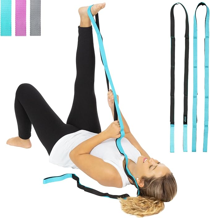 Vive Stretch Strap (75" - 10 Loops) - Leg Stretch Band to Improve Flexibility - Stretching Out Yoga Strap - Exercise and P...