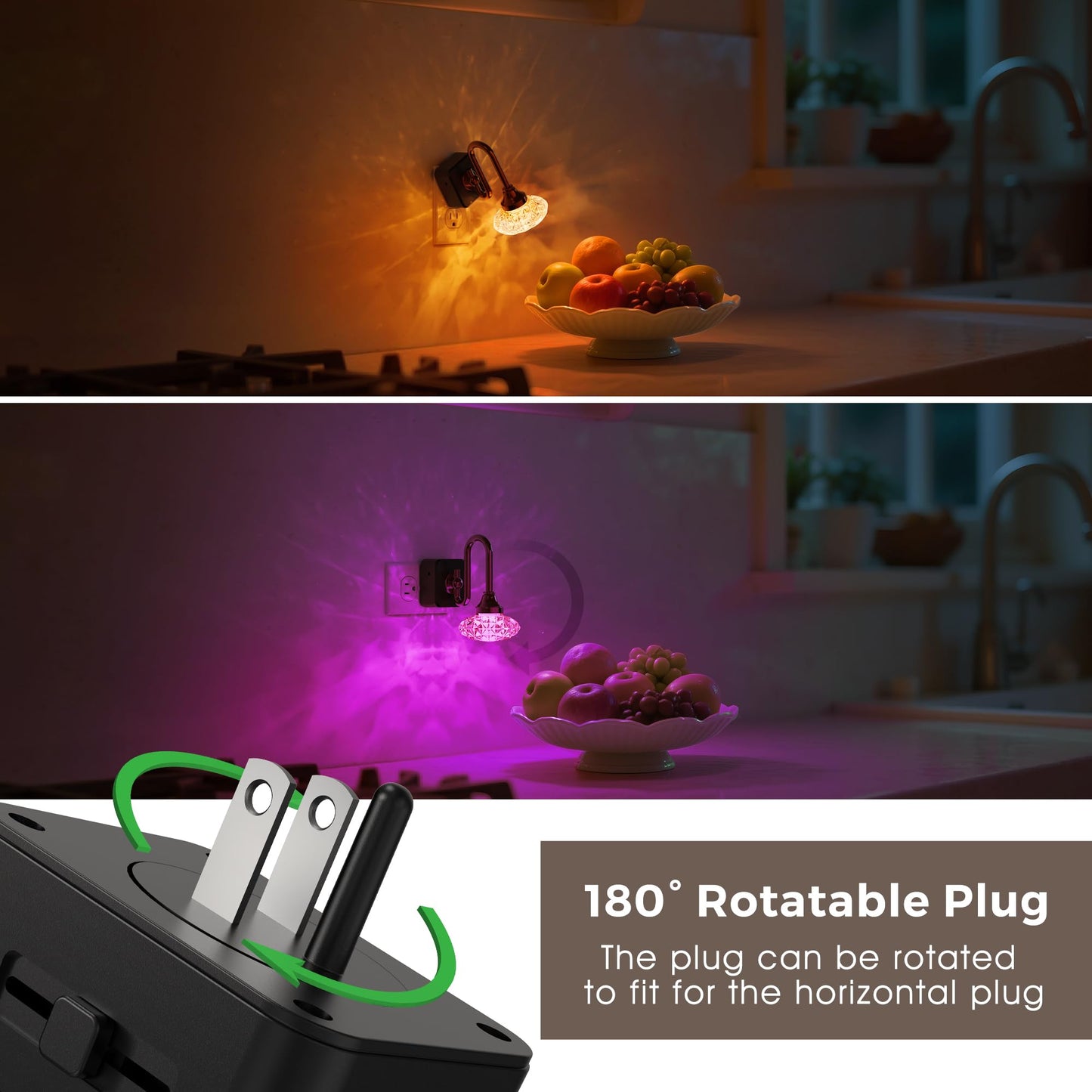 L Lohas Led Night Lights Plug Into Wall 2 Pack 10-Color Changing Rgb Floral Night Lights  Dusk To Dawn 3 Brightness Levels Rotatable Plug In Nightlight For Bedroom  Nursery  Hallway  Gift