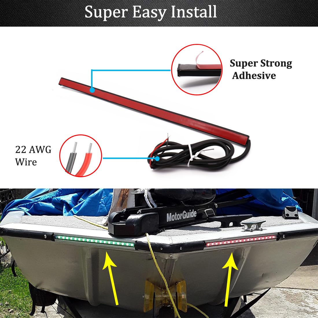 Botepon Navigation Lights For Boats Led  Adhesive Install Red And Green Bow And Deck Lights For Night Fishing  Ip67 Waterproot For For Pontoon  Bass  Dinghy  Kayak Jon Boat