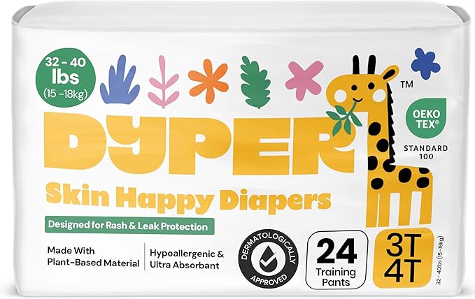 DYPER Toddler Training Pants 3T-4T for Boys & Girls Hypoallergenic, Unscented, Plant-Based & Perfect for Sensitive Skin, L...