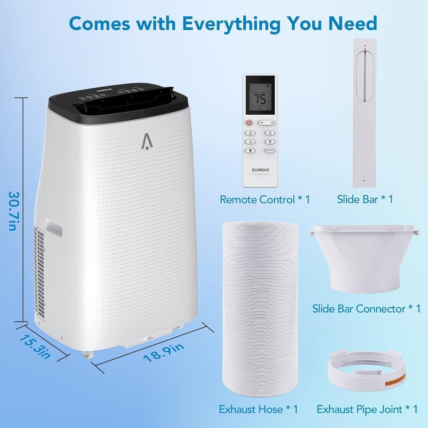 14000 Btu Portable Air Conditioners, 3-In-1 Cooling Ac Unit W/Dehumidifier & Fan Mode For Rooms Up To 750 Sq. Ft, Remote Control