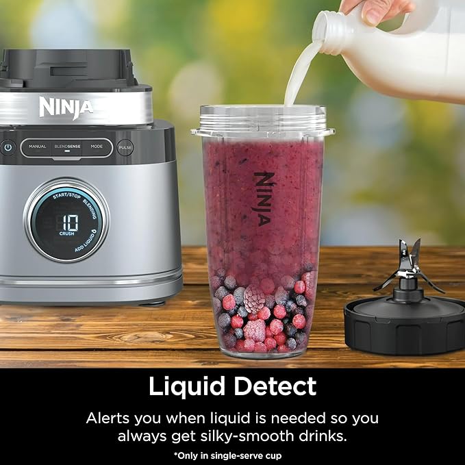 Ninja Detect Kitchen System TB400 Power Blender + Food Processor, 1700W Peak Motor, BlendSense Auto-Detect Technology, 72-oz Pitcher, 64-oz Processor Bowl, Two 24-oz Cups, Silver