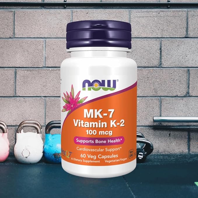 NOW Foods MK-7 Vitamin K-2 100 mcg Veg Capsules, 60 Count (3 Pack)