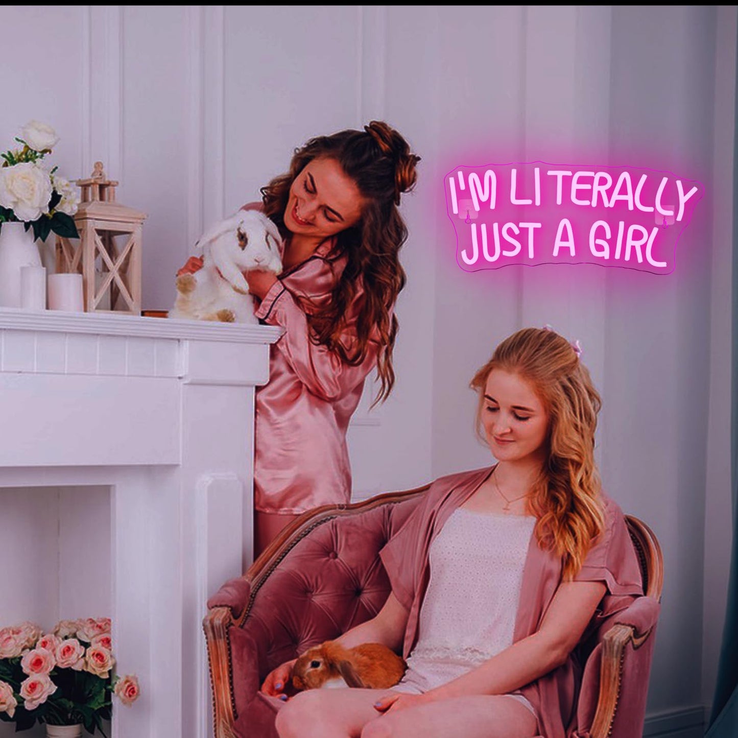 LUCUNSTAR Neon Sign - Pink LED Light for Wall Decor, Dimmable USB Connectivity, Perfect for Bedroom and Girlsroom Decor