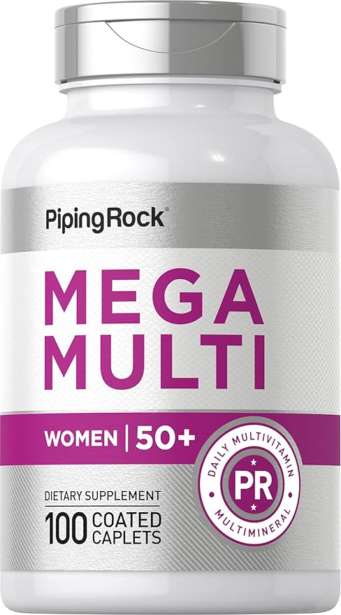 Piping Rock Women's Multivitamin 50 Plus | 100 Coated Caplets | Mega Multi Vitamin for Women | Non-GMO, Gluten Free Supplement