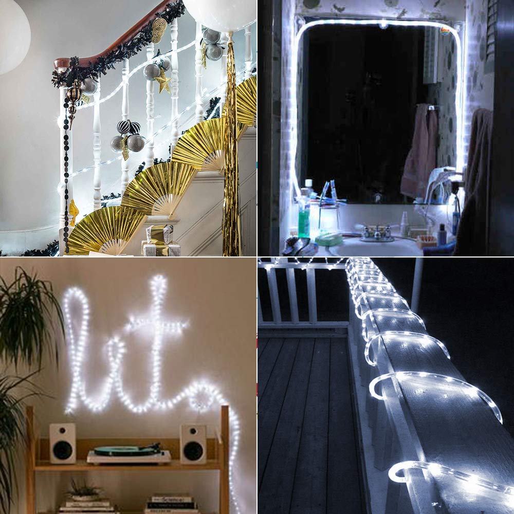 Brizled 51Ft Cool White Led Rope Lights, Waterproof Indoor Outdoor Tube Lights For Holiday Decor