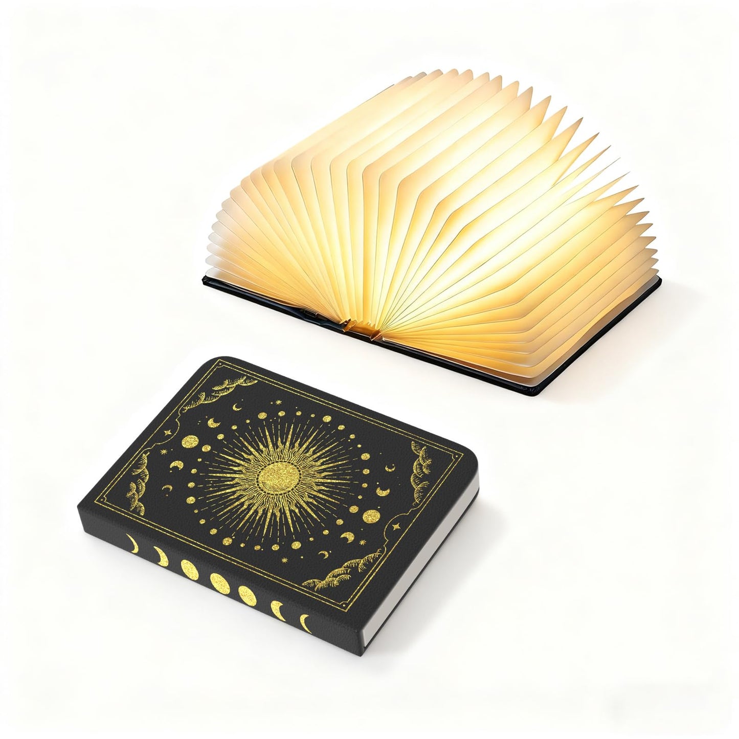 6.5 Inch Book Lamp, Foldable Paper Book Light, Bookshaped Night Light Embossed Cover Design, Rechargeable Folding Paper Lamp, Perfect Books Decor & Book Lovers, Women or Friend, Christmas Gifts Choice