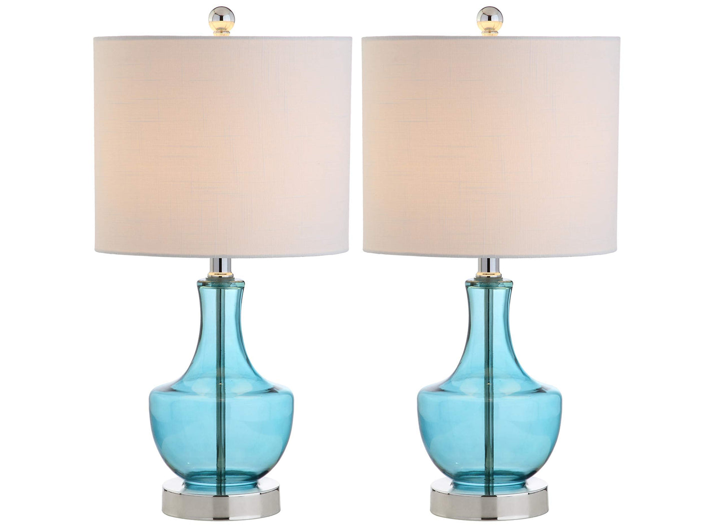 Jonathan Y Colette Mini Glass Table Lamp Set Of 2, Amalfi Blue, 20, Transitional Glam For Office & Home