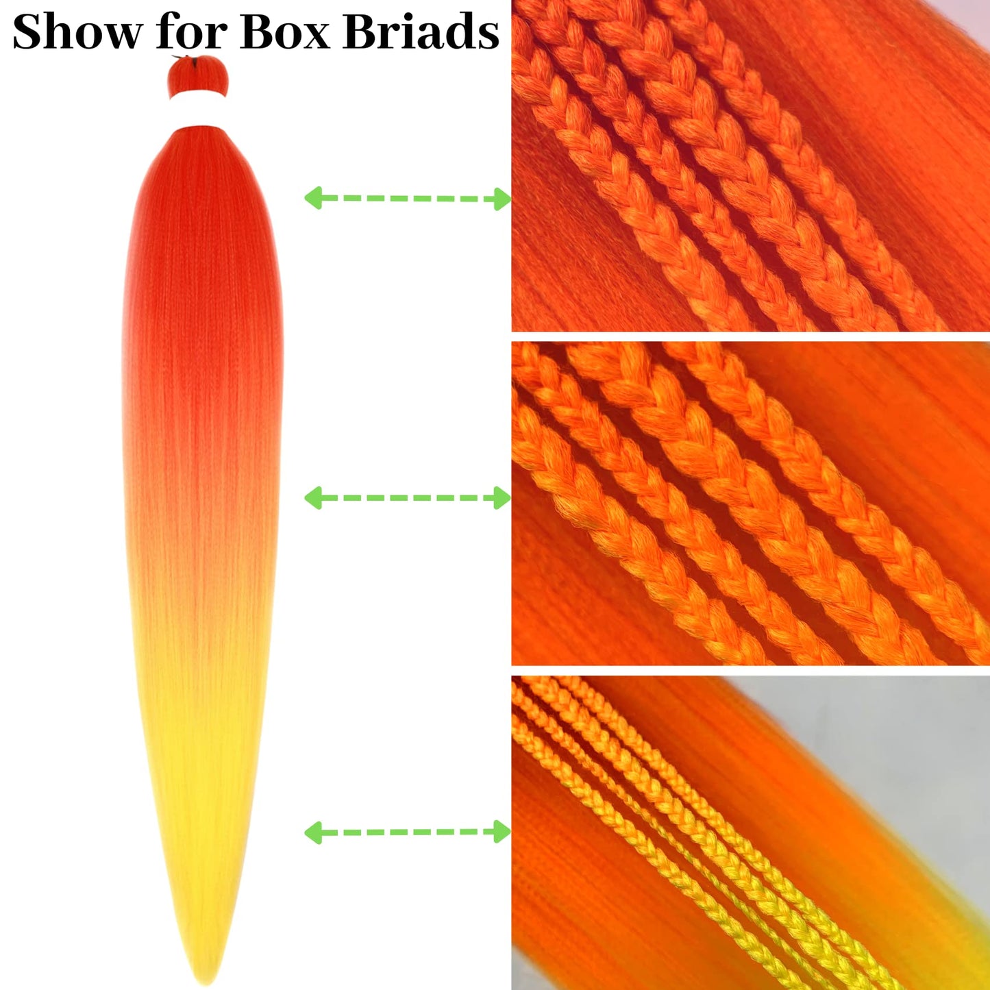 Gozill Ombre Braiding Hair Pre stretched Red Orange Yellow Non Toxic Prestretched Ez Braid Hypoallergenic Itch Free Twist Knotle