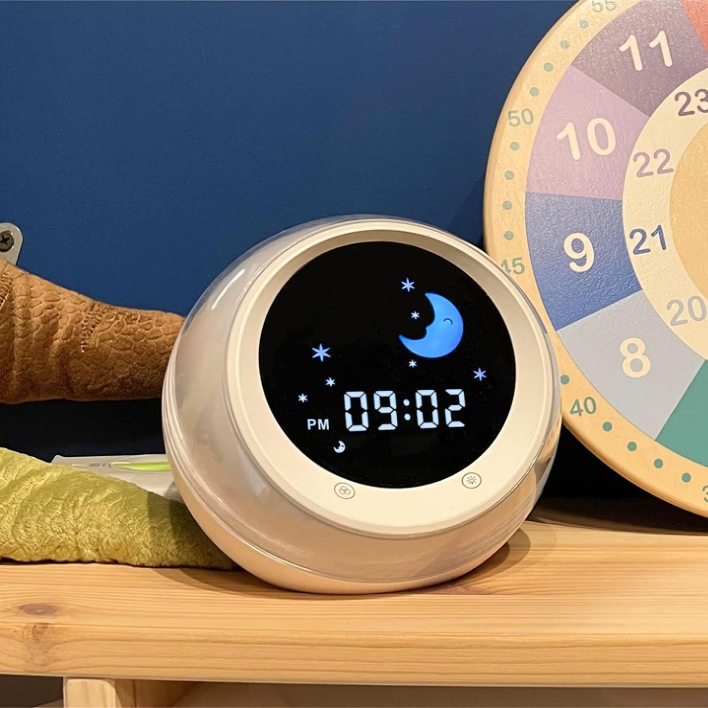 I.CODE Sun & Moon Rise Kids Alarm Clock, Children's Sleep Trainer ,Sleep Sound Machine, Wake Up Light & Night Light ,Teach Kids Day & Night