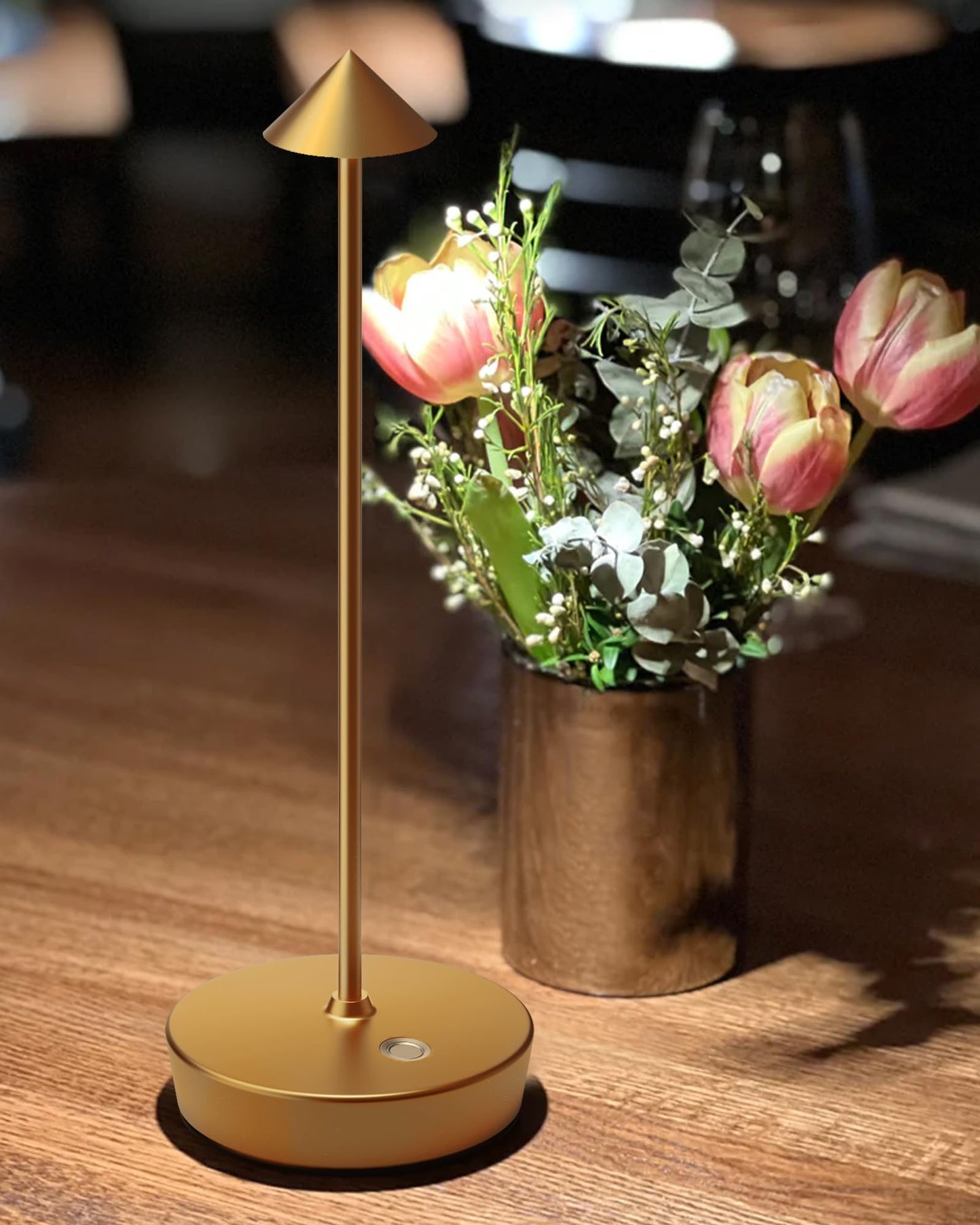 Shangcai Cordless Table Lamps Rechargeable  6000Mah Battery Operated Led Desk Lamp Outdoor Waterproof Portable Touch Dimmable Table Night Light For Patio Restaurant Dining Home Set Of 2 Bronze