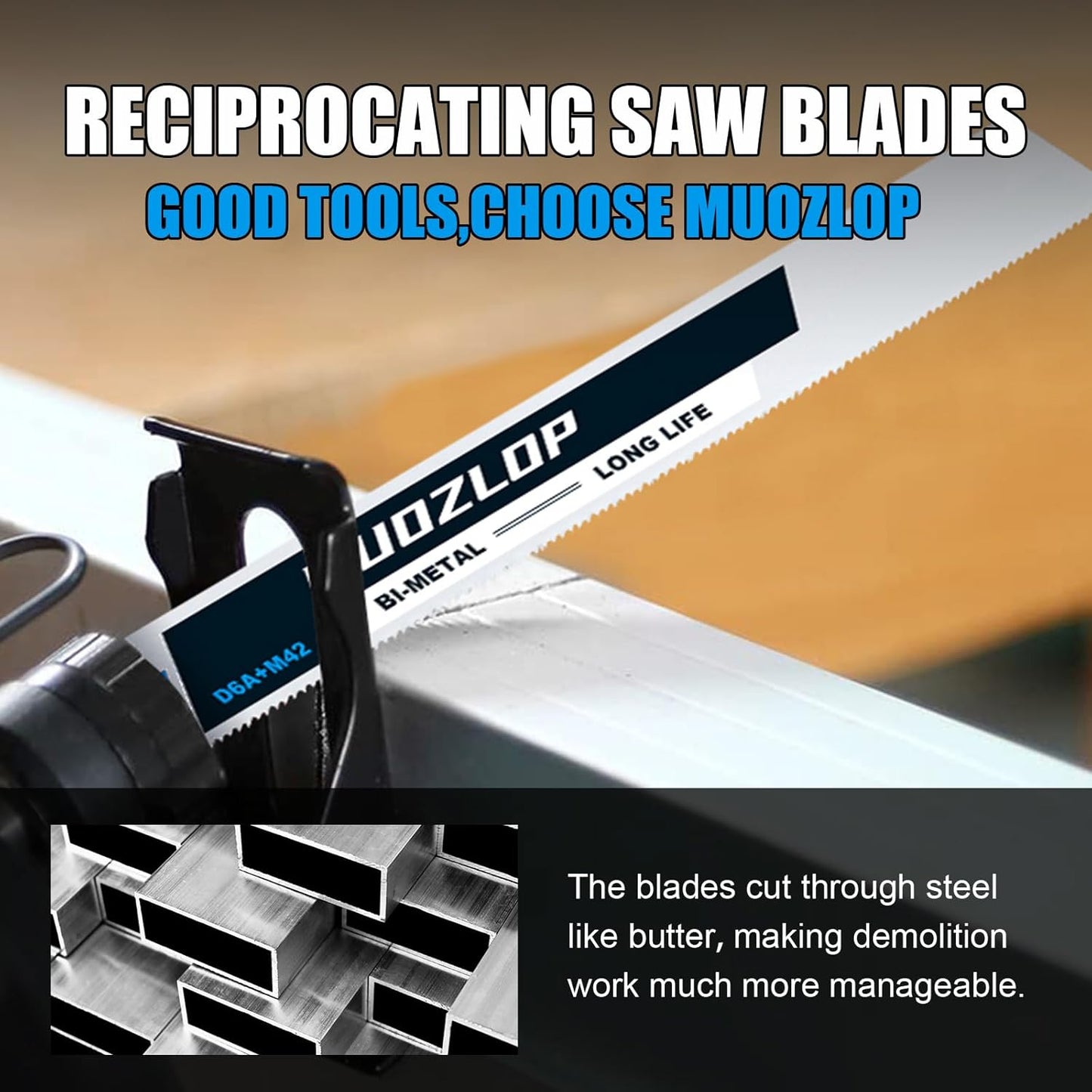 5 Pack 9 inch Reciprocating Saw Blades Set,14 TPI High Carbon Saw Blades, Metal Saw Blades with Organizer Case (5, 14TPI/225mm)