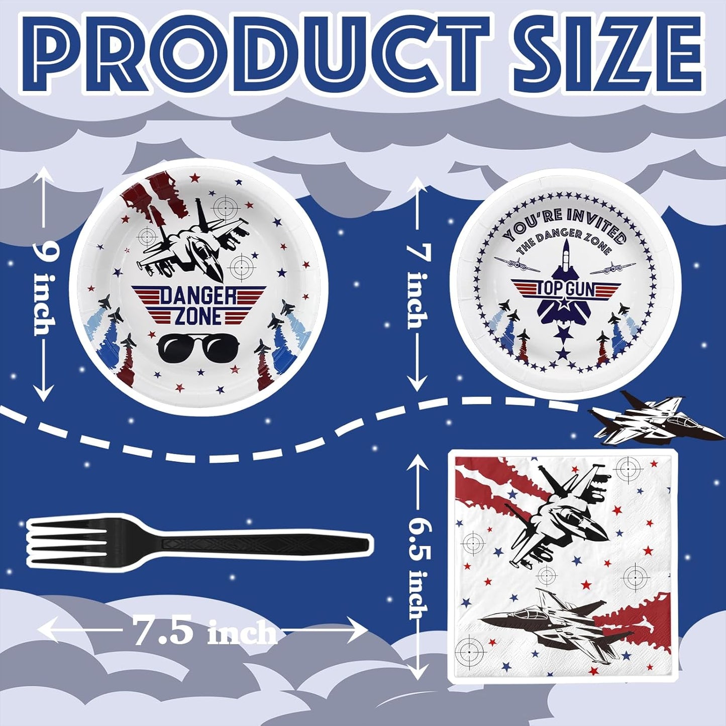 Fighter Pilot Party Decorations Set - Fun Fighter Pilot Party Plates, Napkins, and Forks for an Exciting Celebration - Disposable Fighter Jet Party Supplies for Birthdays and Events
