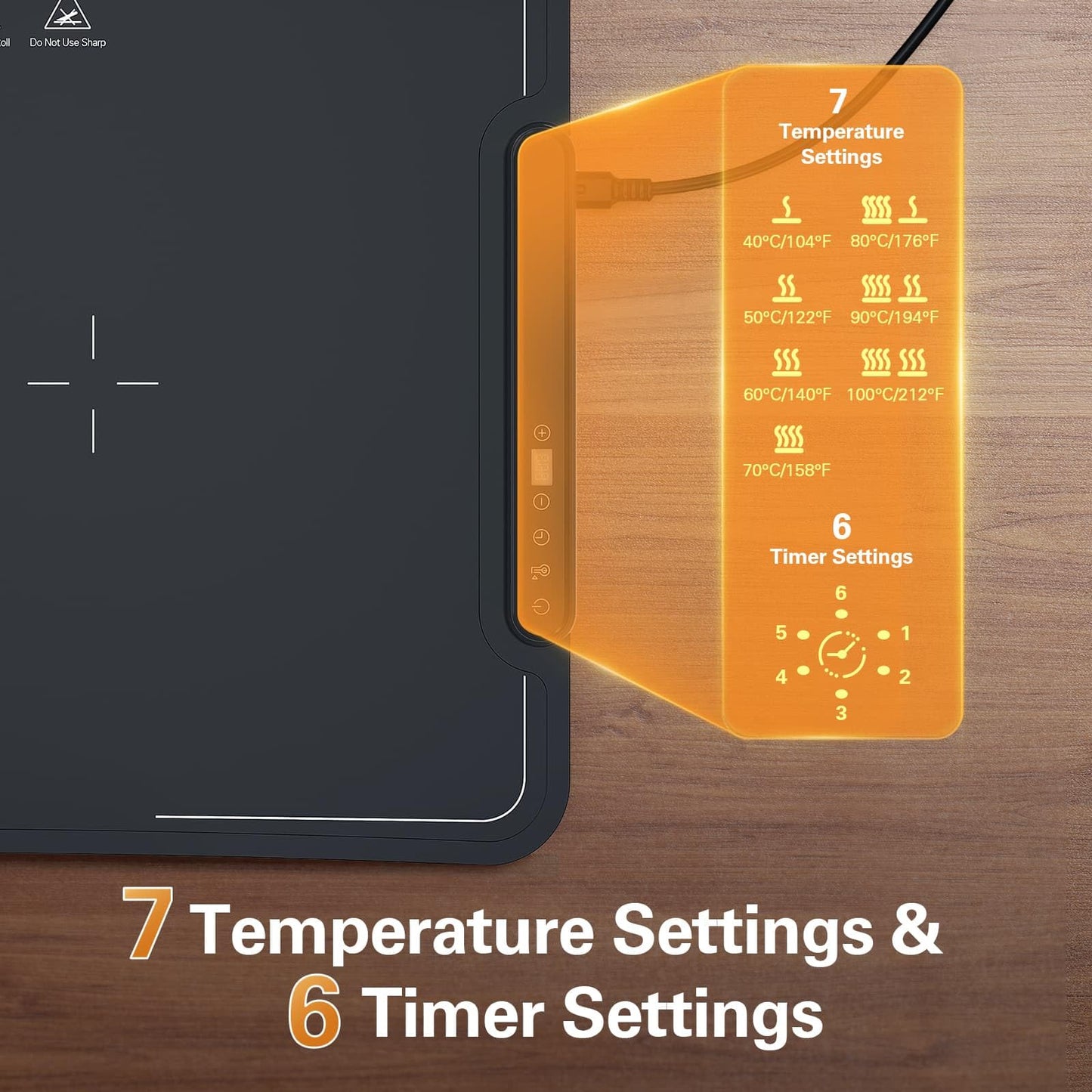 Zarler Warming Mat for Food with Insulated Cover, Food Warming Mat with 7 Temperature Modes and 6 Timer Settings, Electric Warming Tray Surface Heating, Foldable Warming Trays for Buffets Christmas