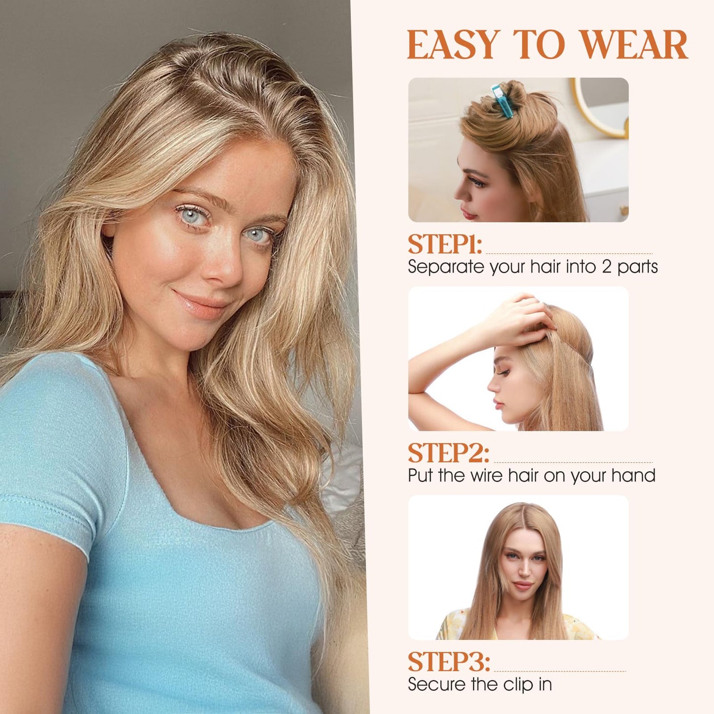 S-noilite Halo Hair Extensions Real Human Hair 12inch Short Wavy Halo Hair Extensions for Women Adjustable WireHair Extensions A