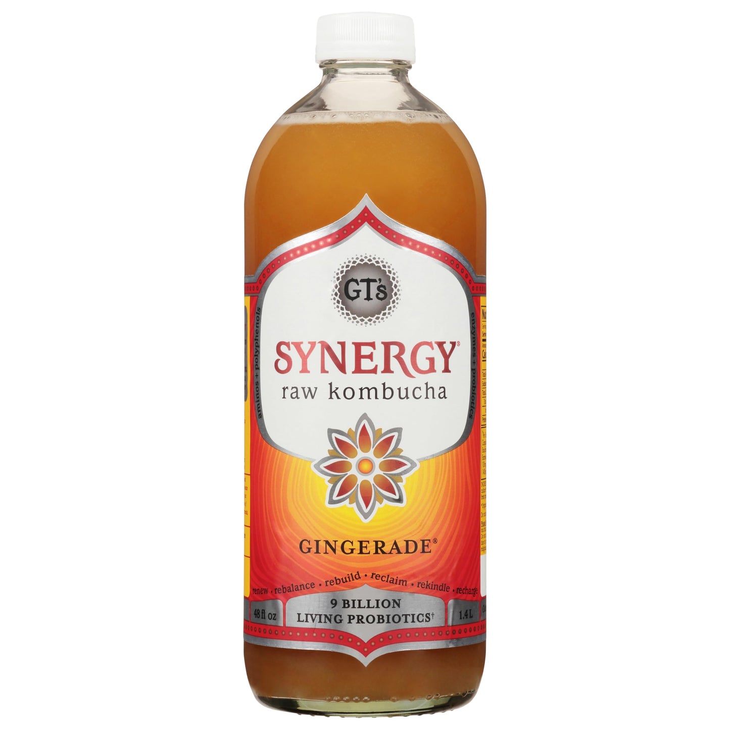 GTs Enlightened Synergy Organic and Raw Kombucha, Gingerade, 48 oz