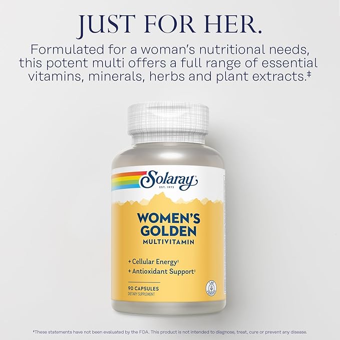 SOLARAY Women's Golden Multi-Vita-min Capsules, 90 Count