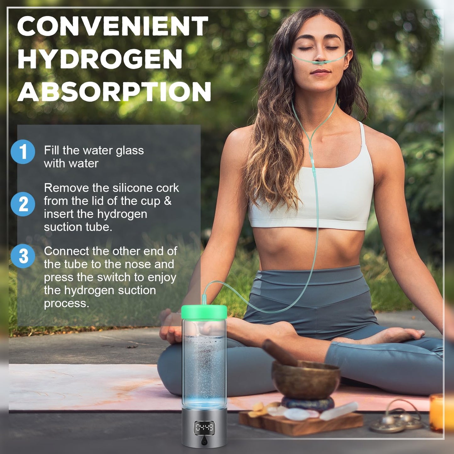 Hydrogen Water Bottle Generator with 4th Generation SPE/PEM Technology, Portable Hydrogen Water Ionizer Machine, Birthday,Xmas Gift for Husband,Wife,Lovers,Friends,Travel (Gray, 9.05in*Φ2.64in)