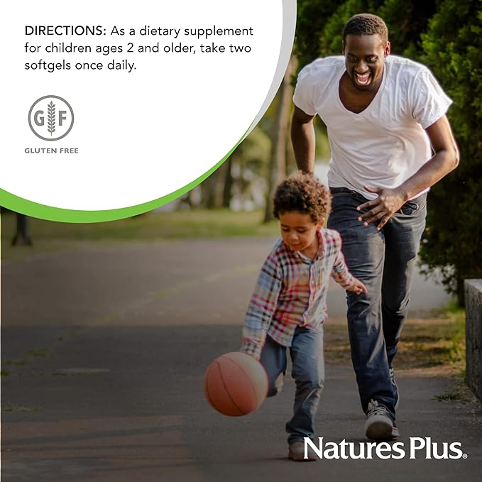 Natures Plus Animal Parade Omega 3/6/9 Junior, Lemon Flavor - 90 Softgels - Promotes Children's Immune, Skin, Eye & Nervous System Health - Non-GMO, Gluten Free - 45 Servings