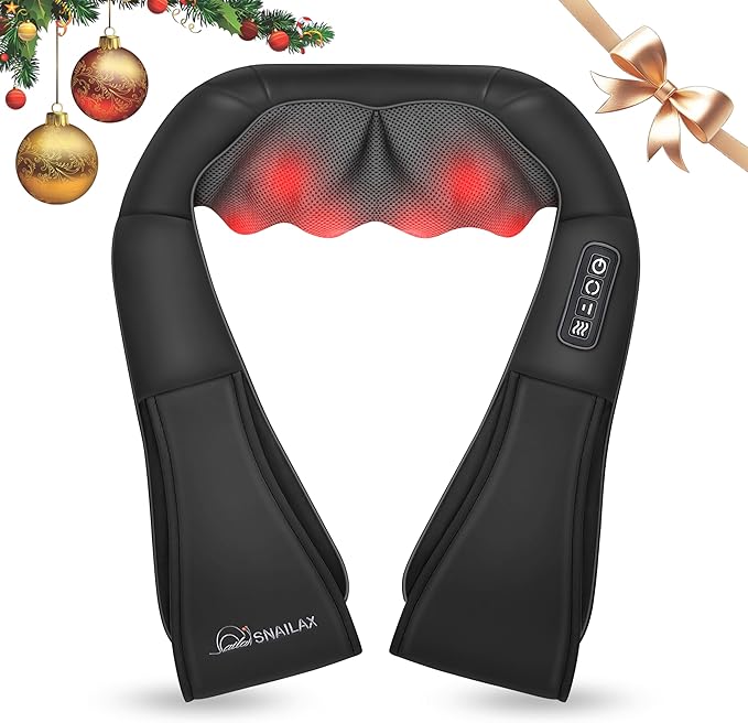 Snailax Shiatsu Neck and Shoulder Massager - Back Massager with Heat, Deep Kneading Electric Massage Pillow for Neck, Bac...