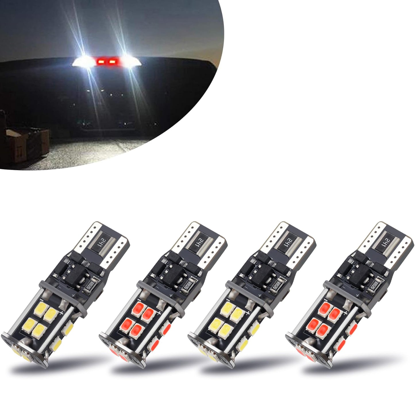 KISLED 194 LED Bulbs, Extremely Bright, 12-24V, Aluminum, White/Red, Model KISLED-194-3020-14WR