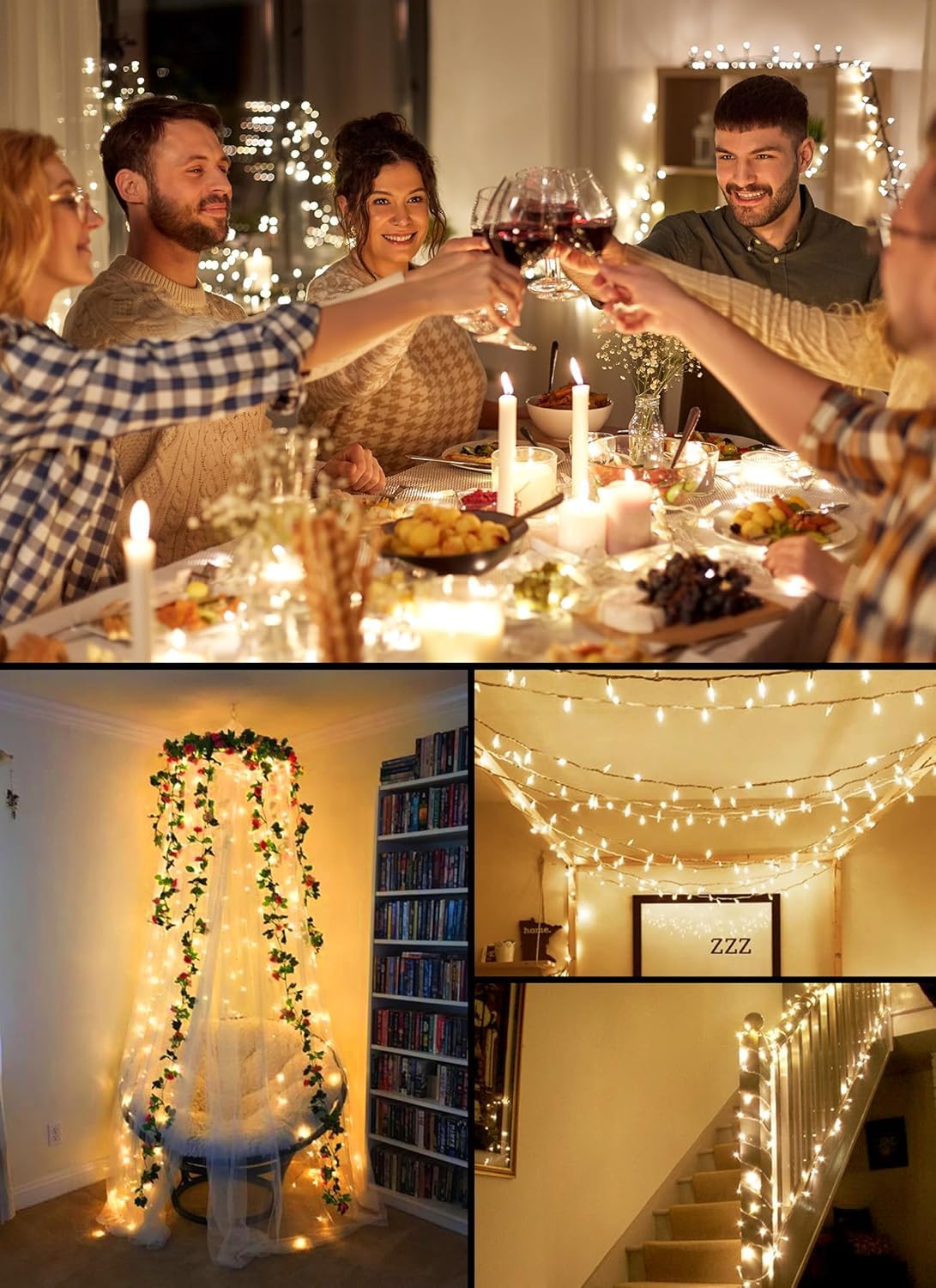 Brightown Battery Operated Christmas String Lights, 20 Led, 8Ft, Warm White, Timer, Indoor/Outdoor Decoration