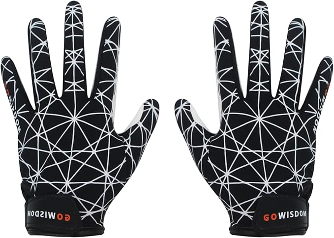 GOWISDOM Youth Football Receiver Gloves, Kids Silicone Grip Football Gloves for Boys Girls with Super Stick