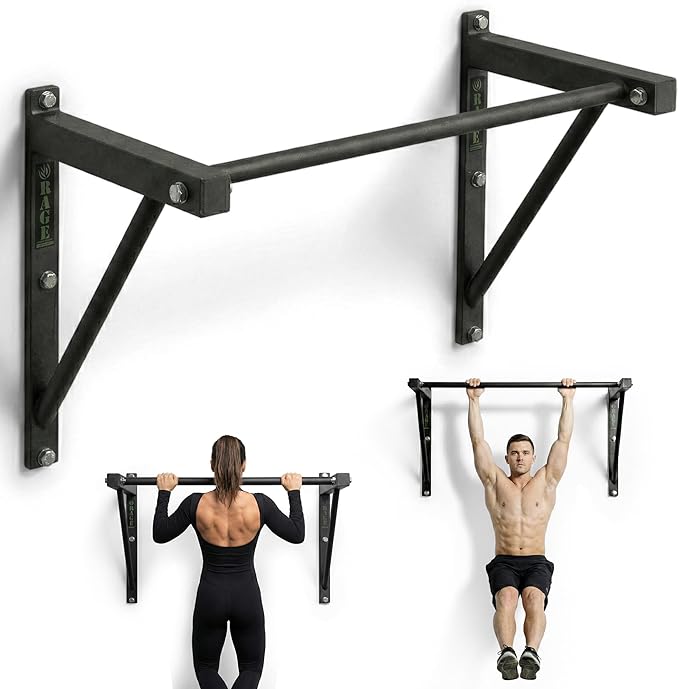 Rage Fitness Heavy-Duty Wall Mounted Pull Up Bar - 500 lbs Weight Capacity | Maintain Upper Body Strength & Core Stability...