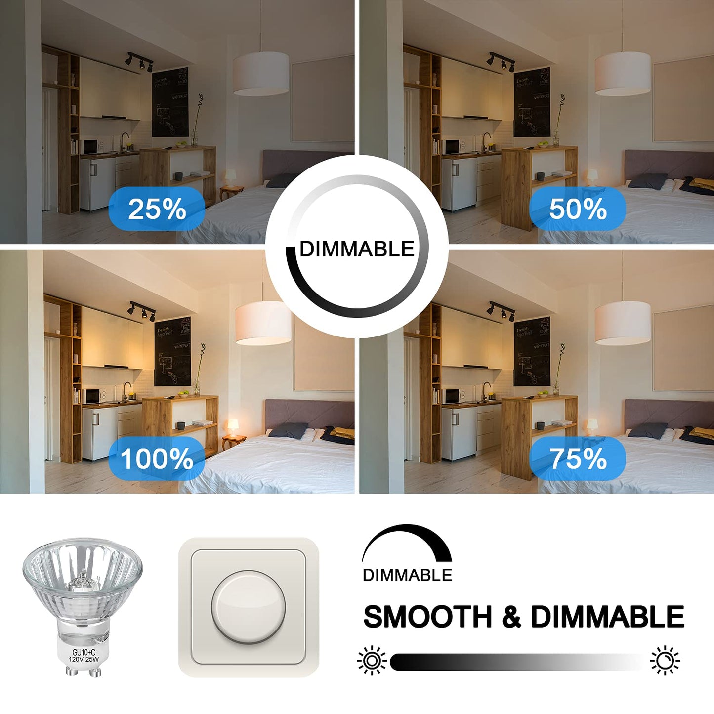 Lacnooe Gu10 Halogen Bulb 25W Warm White 2700K Replacement Bulb For Candle Warmers, 6 Pack, Glass