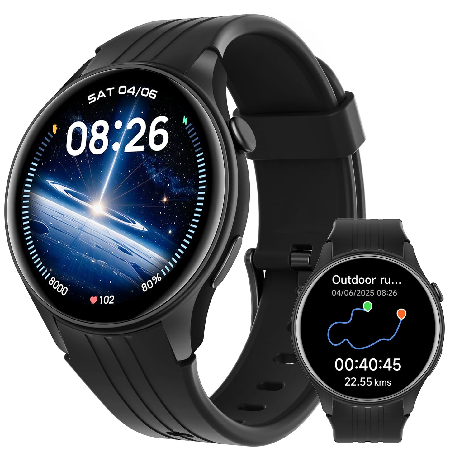 Parsonver Smart Watch for Men Women, Built-in GPS, Fitness Watch with Answer/Make Calls, 100+ Sport Modes, Heart Rate, Sleep Monitor, Pedometer, IP68 Waterproof, Smartwatch for Android & iPhone, Black