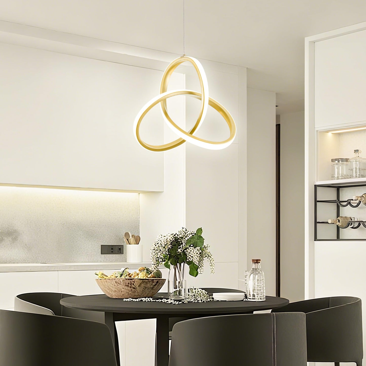 Mayna Spiral Kitchen Pendant Lighting  4000K Modern Led Pendant Lighting  18W Adjustable Height Island Light Fixture For Kitchen Bedroom Kitchen Island Cafe  1 Pack (Gold)