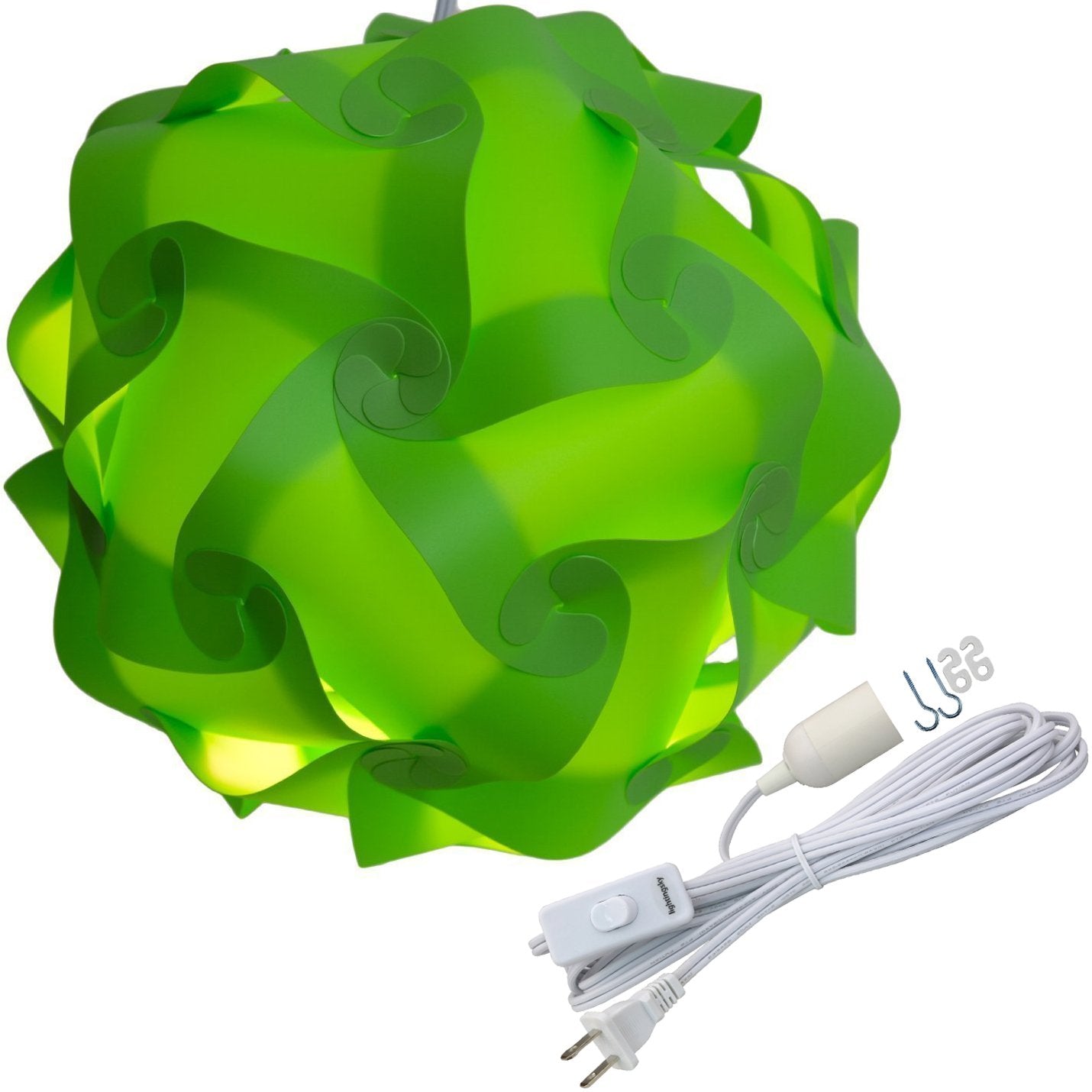 Lightingsky DIY Jigsaw Puzzle Lamp Shade Kit, 10 inch, Green, Model 889811070101, with 15 Feet Hanging Cord, Plastic