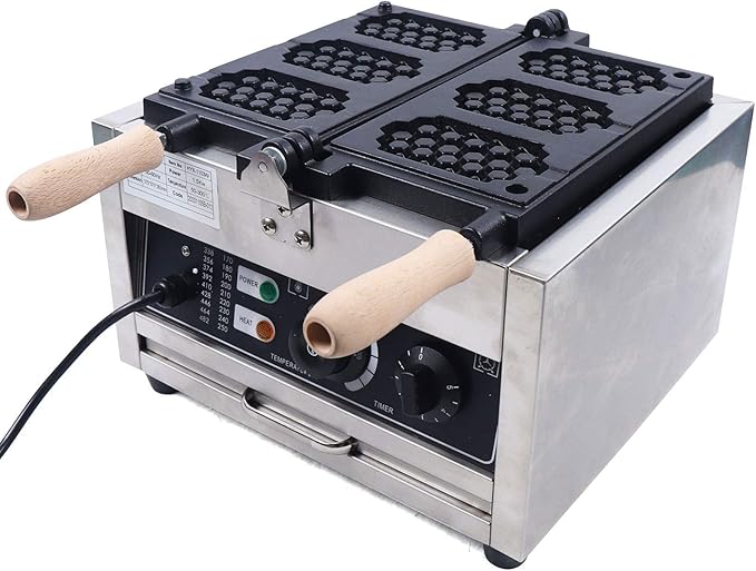Electric Waffle Maker Machine 1500W 110V Nonstick Electric Honeycomb Waffle Pop Maker, Commercial Stainless Steel Waffle Maker for Restaurant Bakeries Snack Bar Home