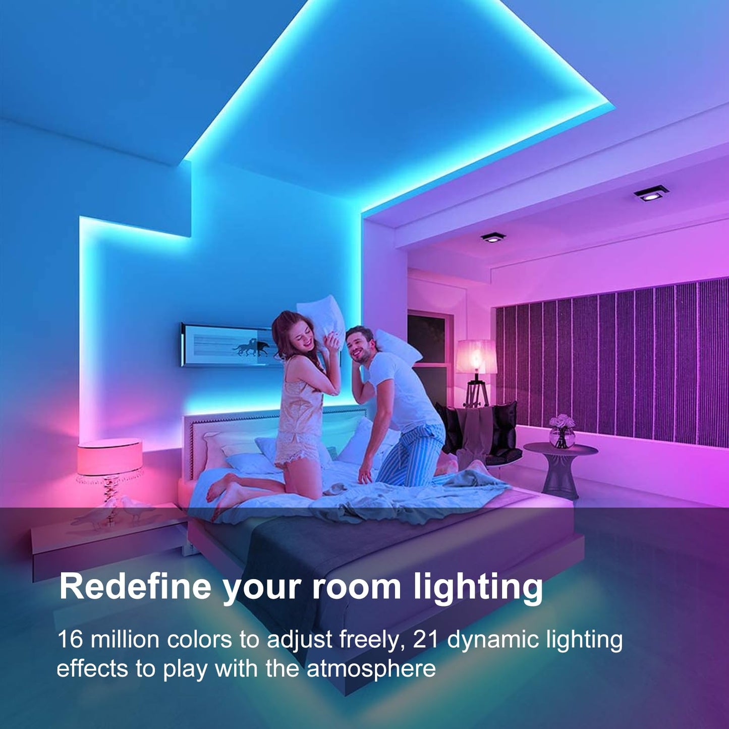 FBY 100 FT LED Light Strips, Multicolor, Bluetooth Music Sync, Remote Control, Plastic, Model FBY-100