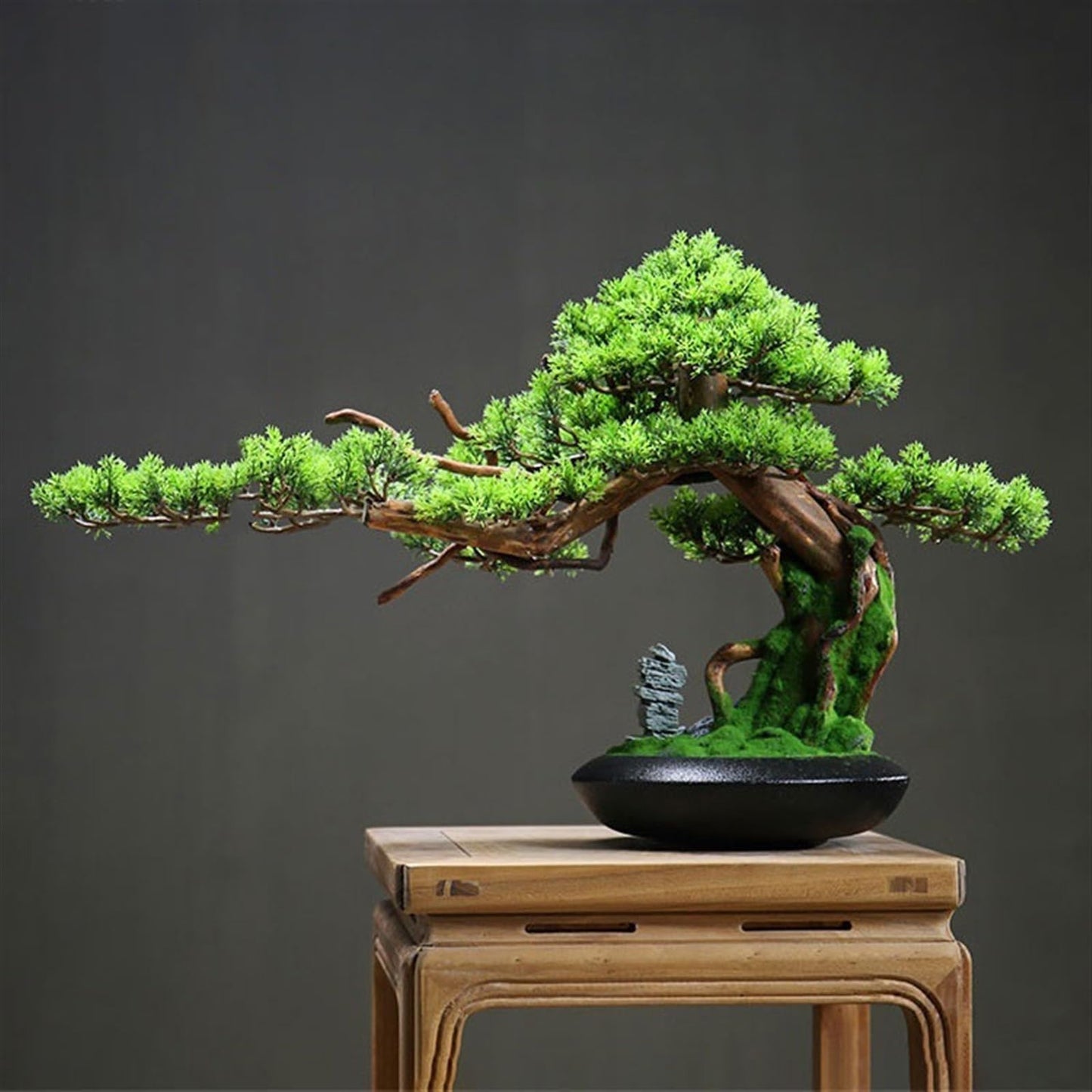 Simulated Tree, Chinese Light Luxury Simulation Tree Office Landscaping Hotel Wood Root Carving Ornaments Entrance Cabinet Decorations,Artificial Bonsai Tree