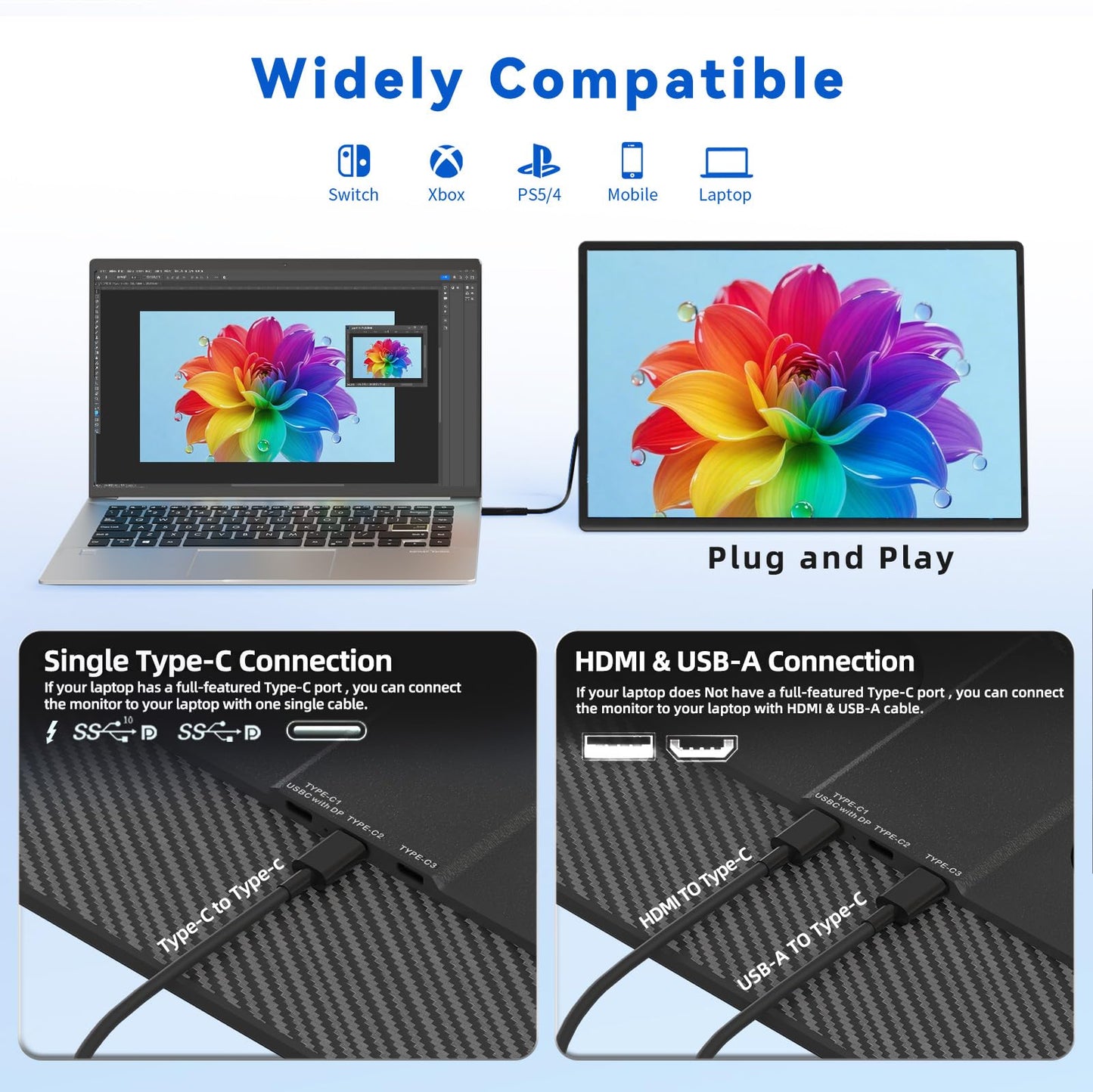 BOSII 16" Laptop Screen Extender Portable - 1200P IPS FHD Extended Dual Monitor for Laptops with Stand for Windows Mac PC Travel Work