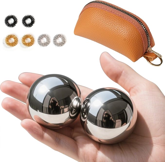 Roadtofree Baoding Balls with Chime 1.5 inch Stainless Steel Meditation Balls, Hand Exercise Massage Balls for Home Office...