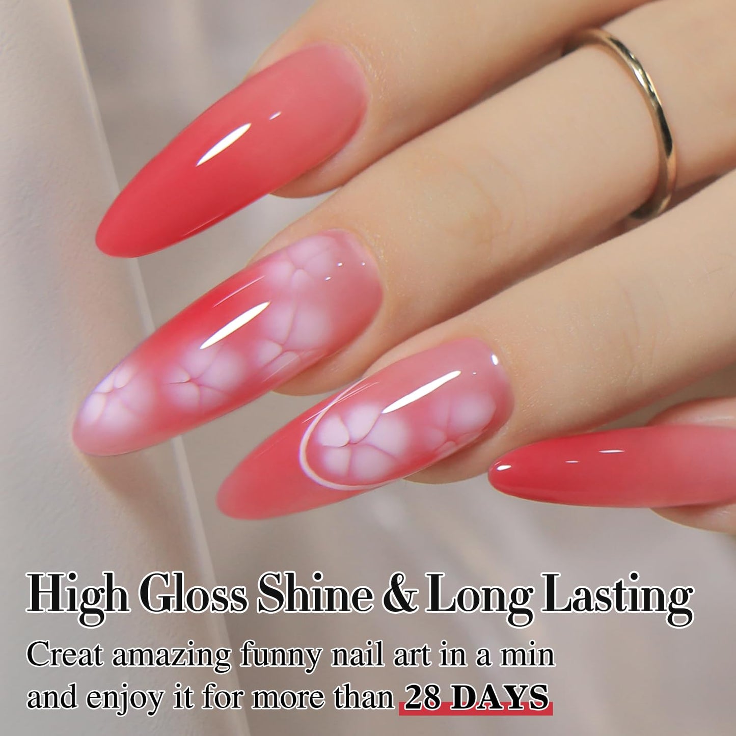 Double Rhythm 2 Pcs 0.5 Oz Blooming Gel Nail Polish Set 15 ml Spreading Effects Clear Gel Nail Polish Kit Nail Art Salon DIY (Bl