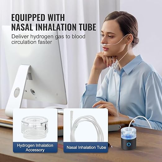 VEVOR Hydrogen Water Bottle, Hydrogen Water Bottle Generator up to 4500 ppb, 230ml Portable Hydrogen Water Machine, SPE Technology hydrogen water generator with Nasal Inhalation Tube and Self-Cleaning