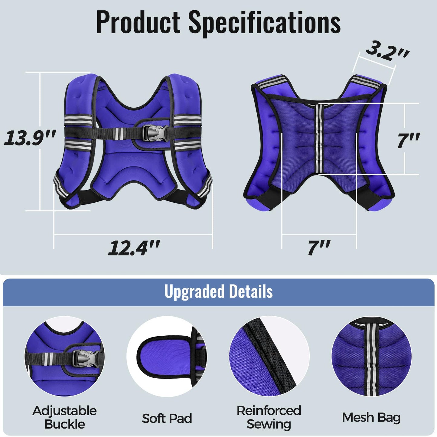 Zeerun Weighted Vest for Women & Men with Reflective Stripe and Adjustable Buckle, Comfortable & Durable Rucking Vest for Walking, Running & Strength Training, 6LBS-Purple