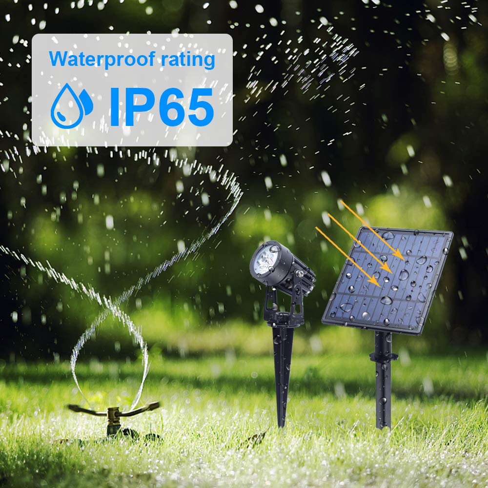 APONUO Solar Spotlights - Solar Powered Landscape Lights, IP65 Waterproof, 16.4ft Cable, Cool White, 2-IN-1, Outdoor Garden Yard