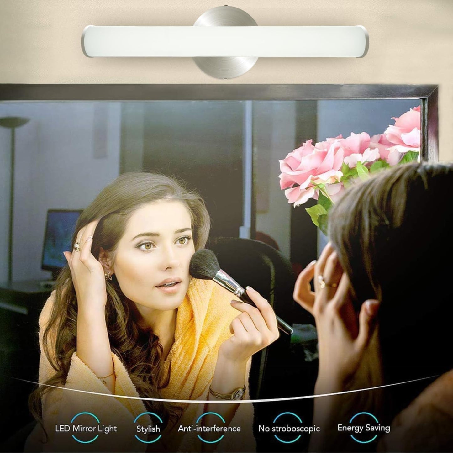 OOWOLF LED Vanity Light 12W Acrylic Bathroom Lamp 1200LM 17.3in 4000K Natural White