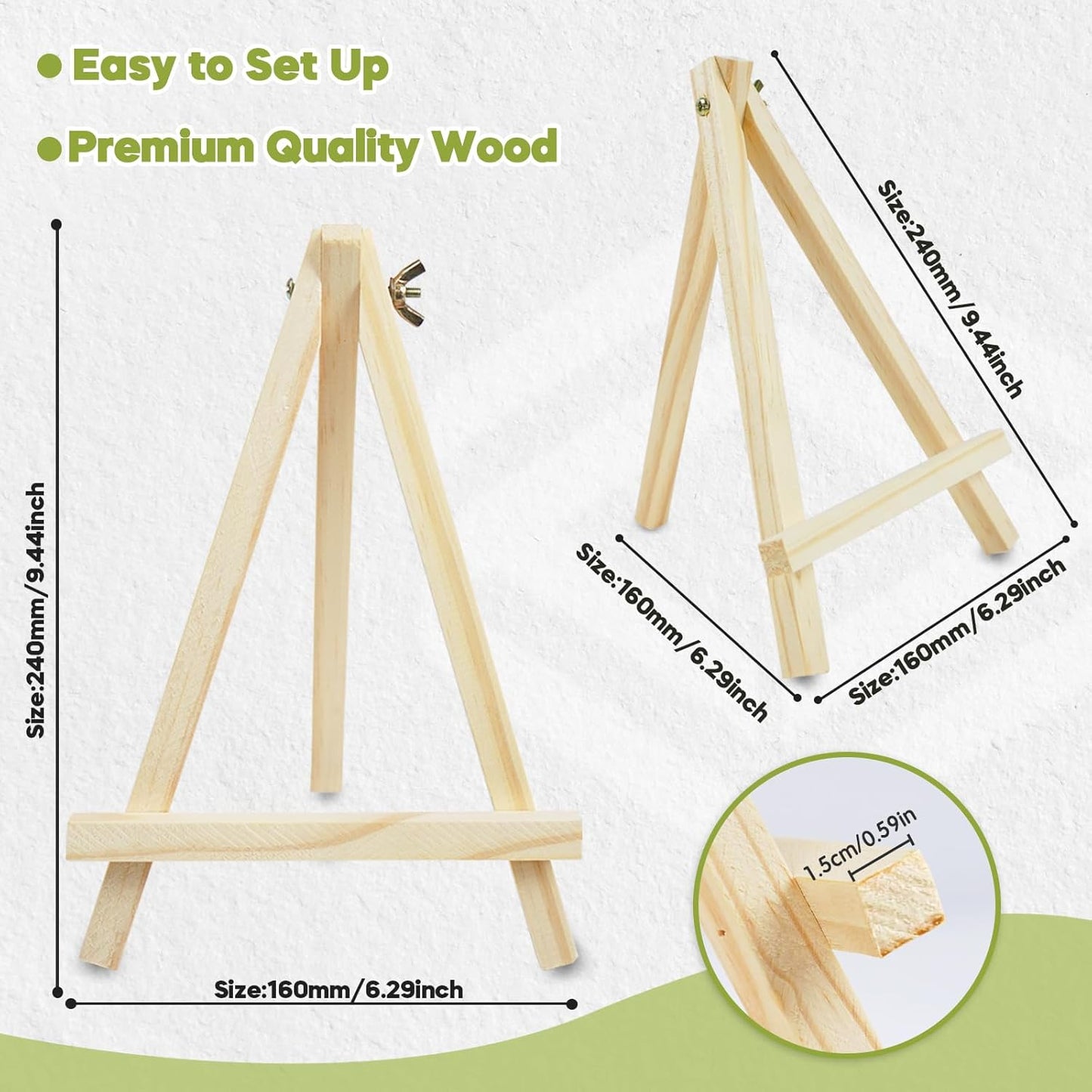 CONDA 12 Pack 9 Inch Wood Easels, Easel Stand for Painting Canvases, Art, and Crafts,Tripod,Painting Party Easel,Kids Student Tabletop Easels for Painting,Portable A-Frame Tripod Tabletop Easel Set