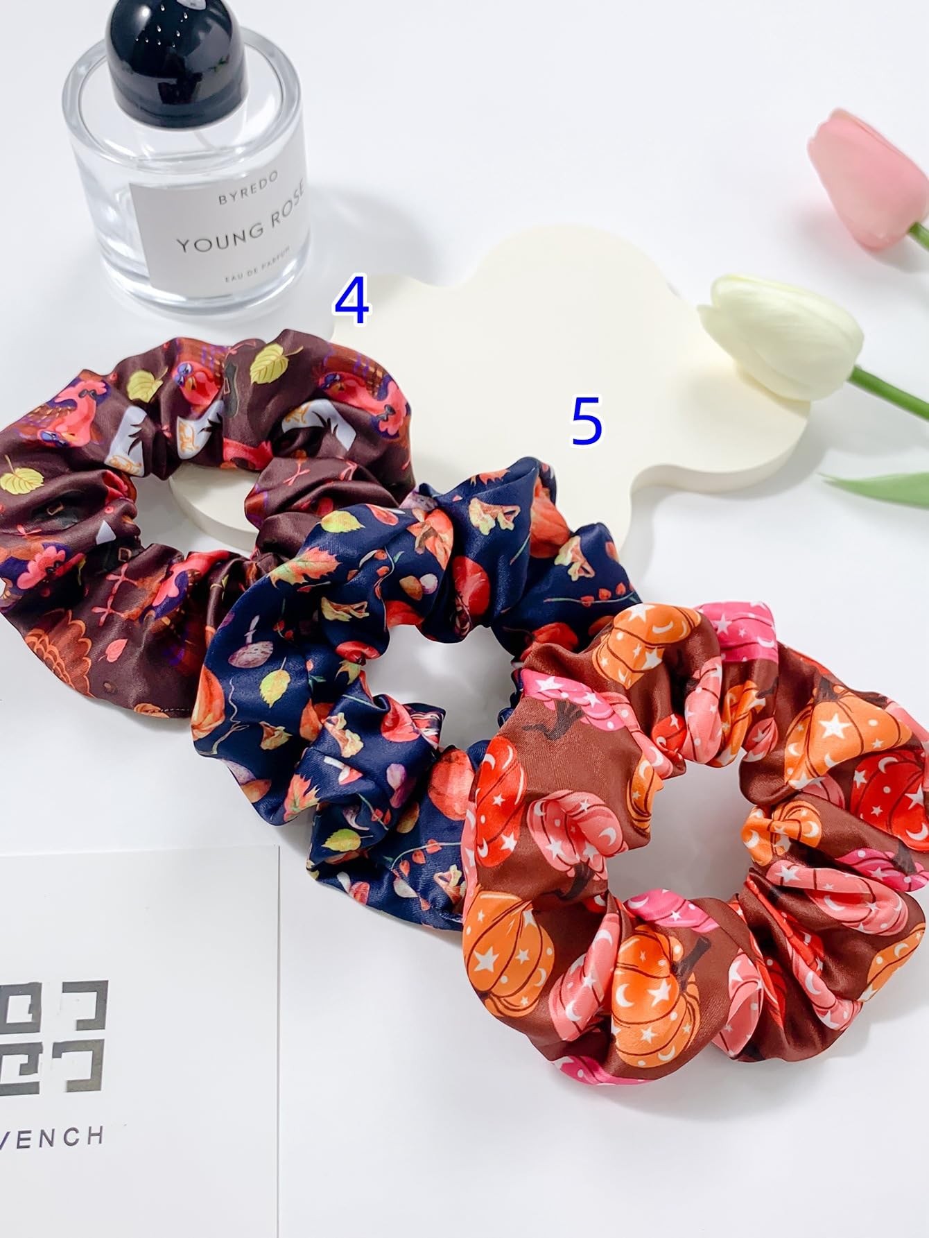 Thanksgiving Pumpkin Hair Scrunchy Fall Turkey Ponytail Holder Thanksgiving Hair Scrunchies JHT22 (Set-C)