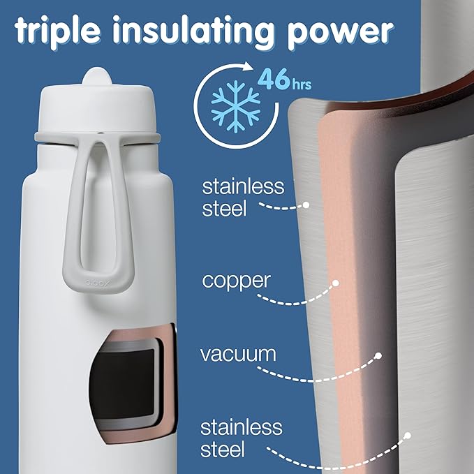 b.box Triple Insulated 34oz Water Bottle w/Stainless Steel Straw. 46 Hours Cold. Leak Proof Tumbler with Lid and Straw for Travel, Gym & School. BPA Free Sports Water Bottles.