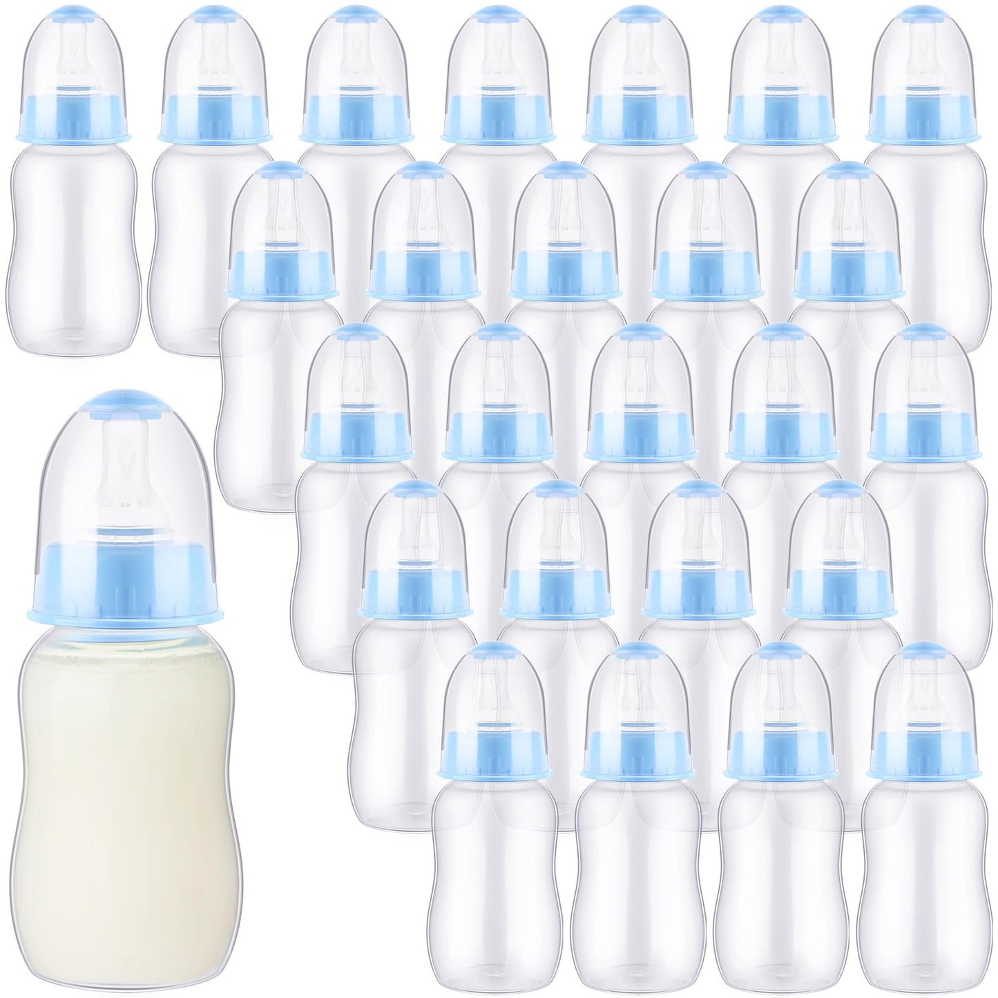 SiliFine 30 Pcs Baby Shower Favors Party Game Mini Baby Bottles Gift Sets for Boy Girl Gender Reveal Birthday Party Supplies Gift (Blue)