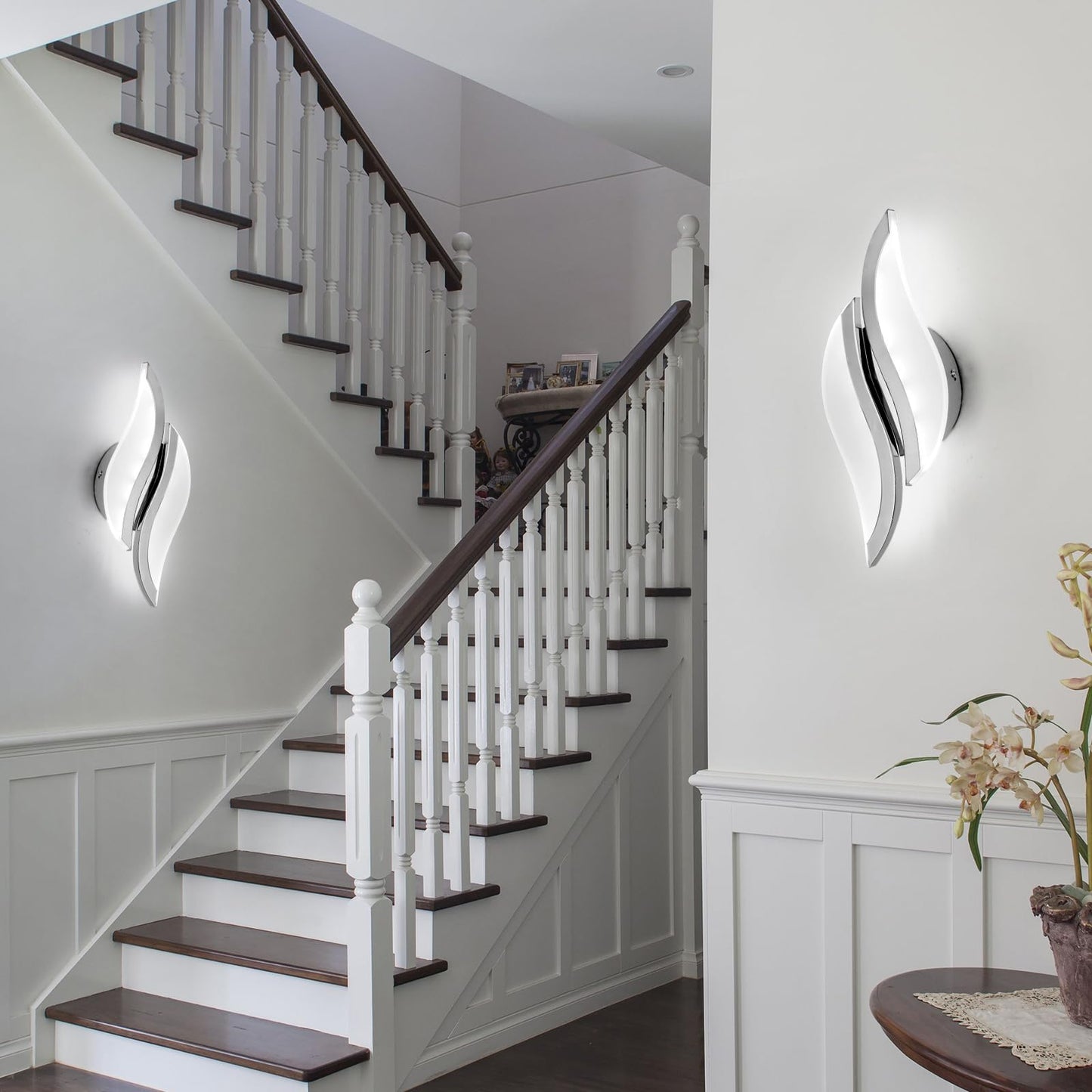 Caneoe Modern Led Wall Sconce 6000K Cold White Chrome Indoor Wall Light Fixtures Acrylic Wall Sconce Lighting For Living Room Bedroom Bedside Bathroom Hallway Stairway Wall Lamp