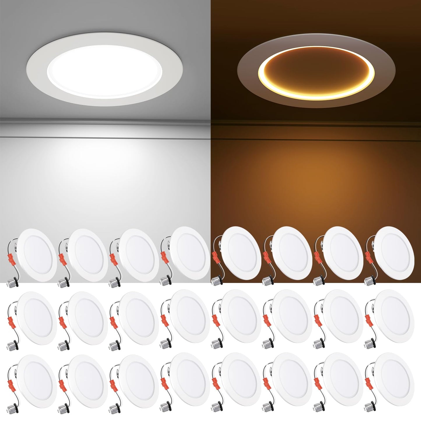Ensenior 4 Inch Dimmable Led Recessed Lighting - 5Cct Adjustable (2700K-5000K) - Night Light - 4 Pack - Plastic - Model Xy